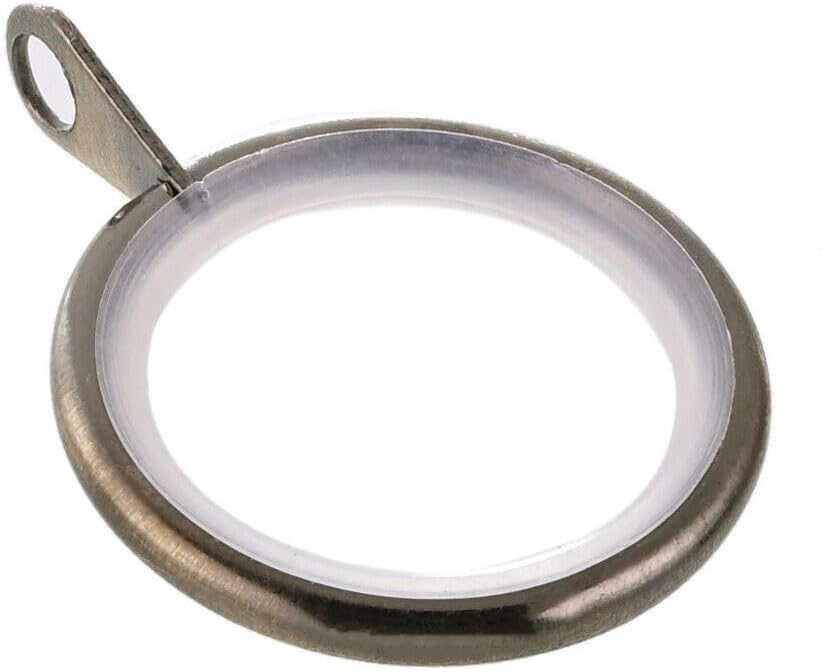 Lister Cartwright 28mm Curtain Rings Antique Brass Steel Metal(Rings with Insert(10x Curtain Rings))