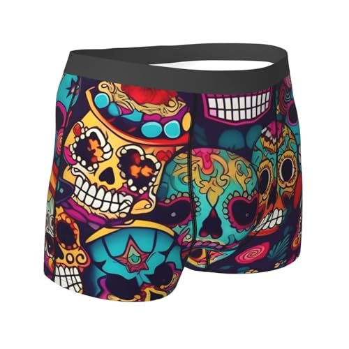 Sugar Skulls Print Mens Underwear Stretch Breathable Boxer Briefs Fun Boxers Briefs For Men(S-Xxl)3