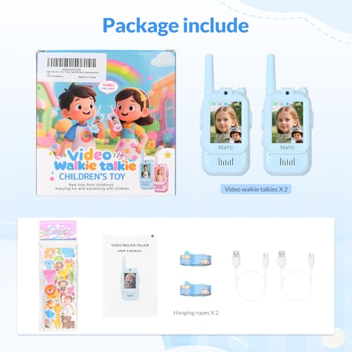 Kinder Walkie Talkies mit Video Funktion 2pcs - Visuelle Walkie Talkies mit 2 Zoll IPS Bildschirm, Video Walkie Talkie Kinder Walky Talky Aufladbar für 3-12 Jahren Junge für Indoor & Outdoor
