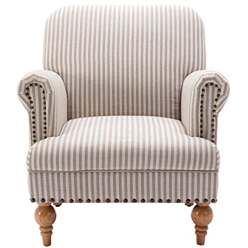 DM-Furnitue Wide Armchair Modern Linen Accent Chair Comfy Reading Chairs