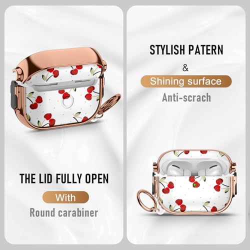 Image of Gedicht for Airpods Pro 2 Case with Lock,TPU Soft Cases for Airpods Pro Case 2nd /1st Gen,Shockproof for Airpod Pro 2nd Generation Cases Cute Pattern Women Girl with Keychain,Cherry Dot