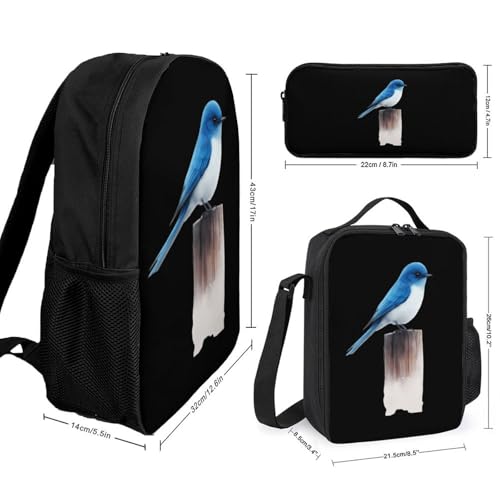 Blue Bird Perched on Stump Large Travel Backpacks Carry on Backpack Weekender Bag with 2 Storage Pockets for Men And Women2