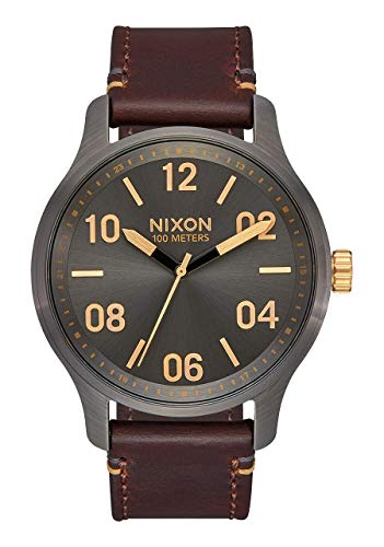 Nixon Patrol Watch, Gunmetal/Gold, Leather