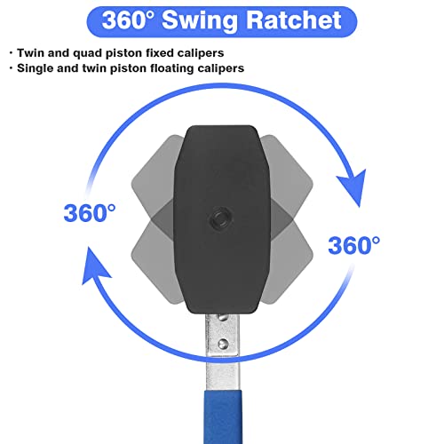 Jmmrrr 360° Brake Caliper Press Tool With Double Caliper Hangers, Ratchet Piston Spreader Automotive Tools, Brake Piston Spreader For Car Brake Repair & Instalation Blue #TOP4