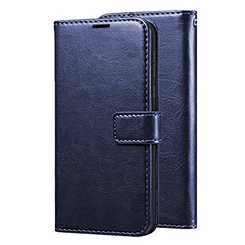 Image of ClickCase Vintage Series for Realme Narzo 20 pro Faux Leather Wallet Flip Case Kick Stand with Magnetic Closure Flip Cover for Realme Narzo 20 pro (Navy Blue)