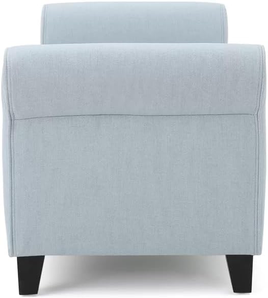 Storage Ottoman Bench for Bedroom, 50" Queen King Size Modern Upholstered Bench End of Bed, Button Tufted Benches with Large Storage & Retro Arms & Seating for Living Room, Entryway, Window, Light Sky