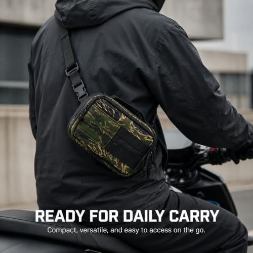 Bolso EDC de hombro tipo riñonera cruzada compacta con camuflaje Tiger Stripe 4