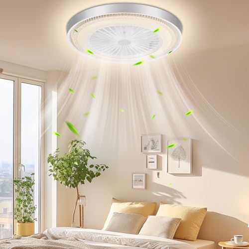 Litglobe Ventilador de Techo con Luz,50CM Lampara Ventilador Techo Silencioso,Regulable Ventiladors Tech𝐨 c𝗼n Mando a Distancia APP, Ventiladors Tech𝐨 con Luz 6 Velocidades,Reversible,3 Colores
