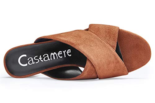 Castamere Womens Chunky Block Heels Slippers Slip-on Strappy Open Toe Sandals 5CM Heeled Sandal4