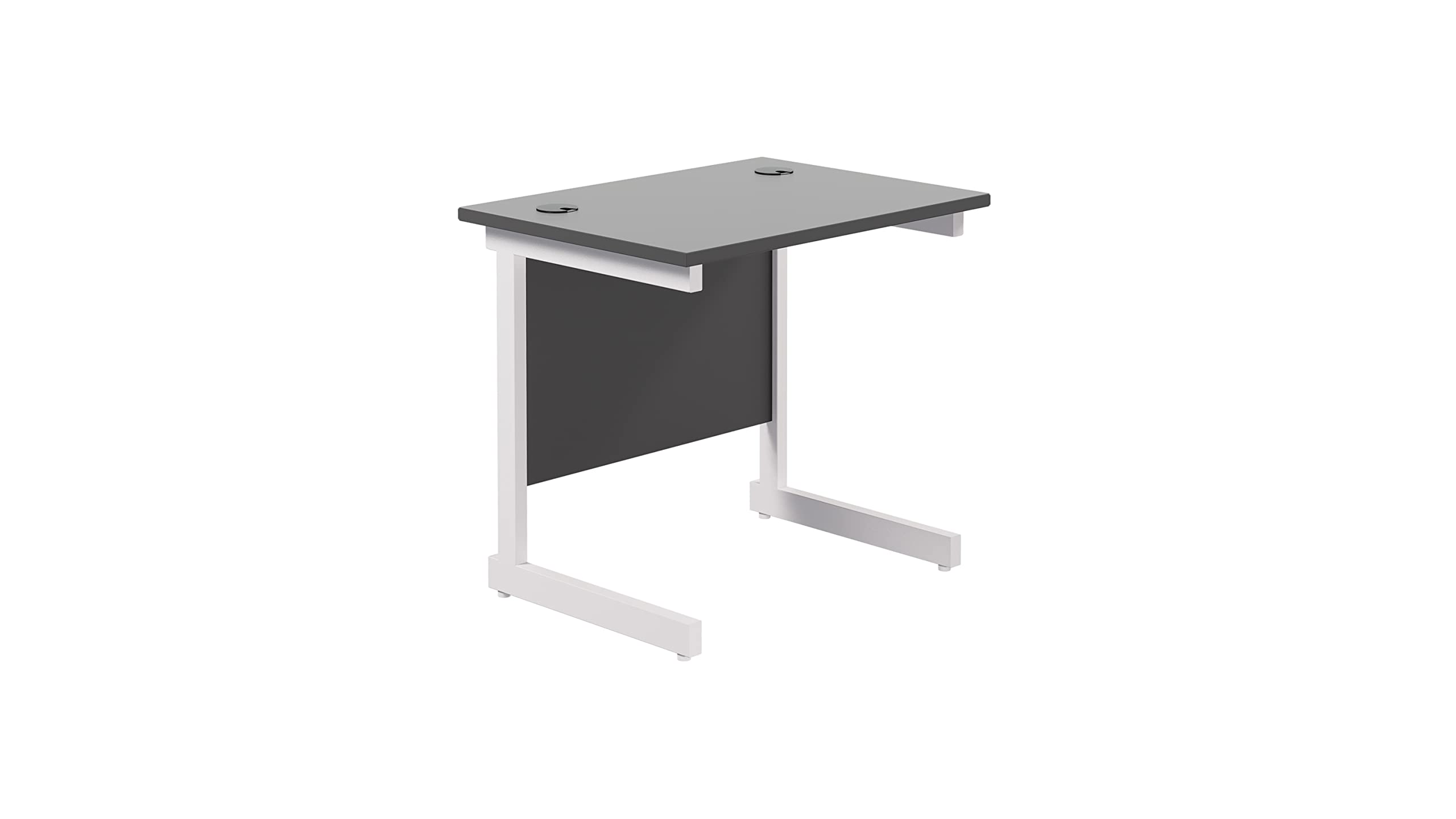 Office Hippo Heavy Duty Rectangular Cantilever Desk - Home Office Table + Integrated Cable Ports, PC Desk - 5 Yr Warranty - Silver Frame/Oak Top, 120cm x 80cm — view 50