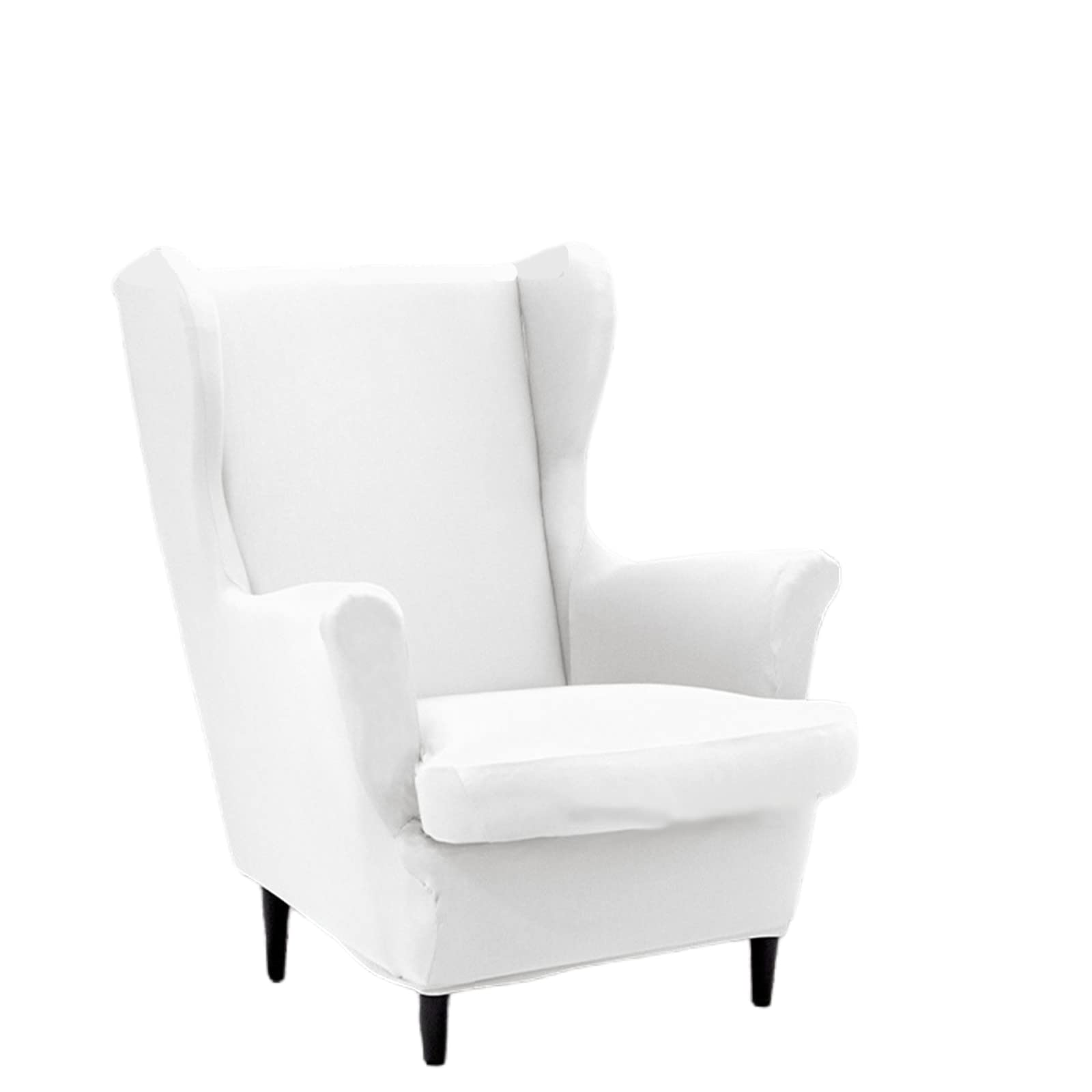 YOPOIY Elastische Sesselbezug Ohrensessel Sanft Waschbar Ohrensessel Schonbezüge Bezug 2 Stück Einfarbig Polyester Tiger Stuhlbezug für Wohnzimmer-Schlafzimmer-Hotel -Weiss