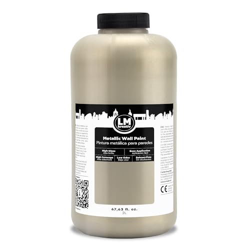 LM-Kreativ Metallic Wall Paint 67.62 fl oz - Platinum - Stunning Metallic Shine for Stylish Interiors, Easy to Apply, Water-Based, Perfect for Creative Wall Designs & DIY Projects