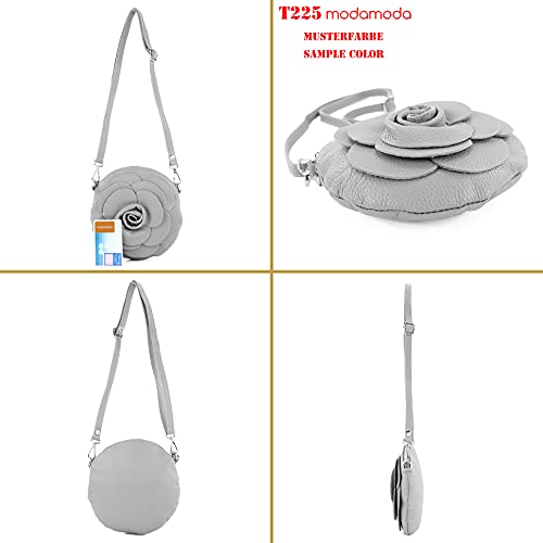 T225 - Leather Shoulder Bag, Floral Pattern, Small Size2