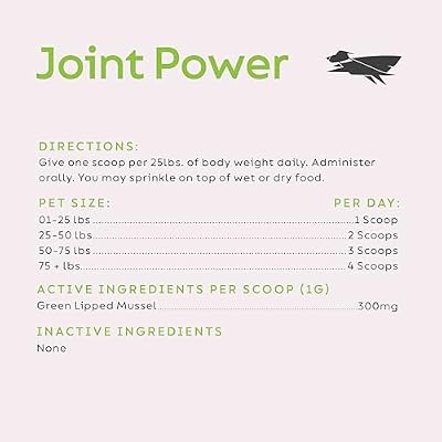 Super Snouts Joint Power 100% Green Lipped Mussels for Dogs & Cats - Dog Joint Supplement Powder Supports Joints, Tendons, Ligaments (2.64 oz)