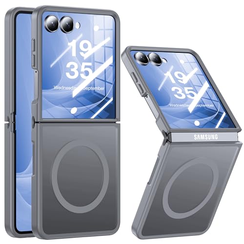 Image of NO.1 Magnetic for Samsung Galaxy Z Flip 7 Case Compatible with MagSafe [Military Grade Drop Tested][Translucent Matte][Anti-Fingerprint] Soft Silicone Bumper for Samsung Flip 7 Case Slim,Grey