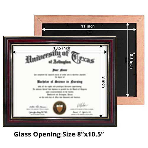 Graduationmall 8.5X11 Certificate Diploma Frame,Solid Wood & Uv Protection Acrylic,Glossy Cherry Finish With Gold Trim #TOP4