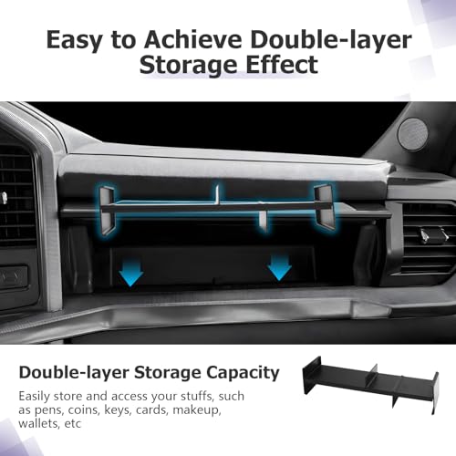 Image of LUWU Glove Box Organizer Compatible with 2021-2025 2026 Ford F150 Accessories Passenger Side Storage Divider Partition Insert Box Glove Storage Compartment Organizer Tray ABS Materials