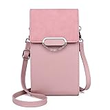 Katech Handy Schultertasche, Kleine Umhängetasche Damen Handytasche PU Leder Crossbody Bag Leicht Kompakt mit Kartenfächer Schultergurt, Stilvolle Handtasche Perfekt für Unterwegs (Pink)