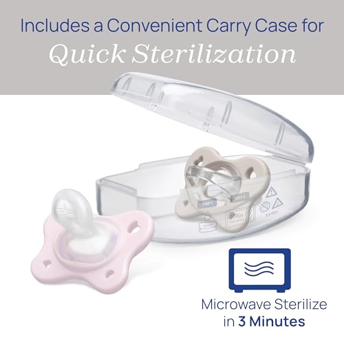 Image of Chicco PhysioForma Dual Soft Orthodontic Pacifier for Babies 2-6 Months, 100% Soft Silicone, Supports Breathing, One-Piece Design, Included Sterilizing Case, BPA Free, 2-Pack, Pearl /Ballet Slipper
