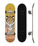  Skateboard para Principiantes niños Adultos 79 X 20 cm diseño Tigre, monopatín Completo de 9 Capas de Madera de Arce para niños y niñas con rodamientos ABEC-7 y Herramienta en T Animal Skateboards