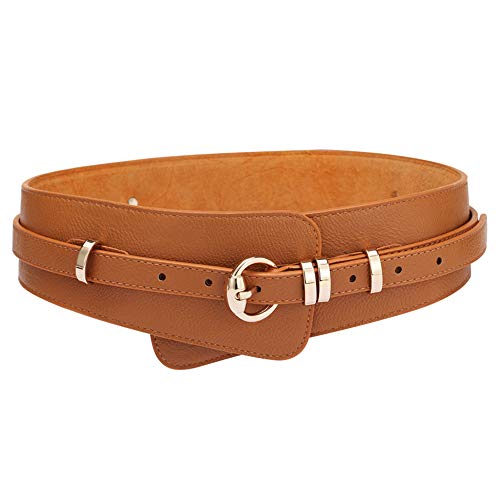 Womens Obi Belt Vintage Leather + Genuine Leather Elastic Waist Belt Fashion Wide Belts