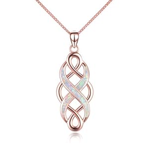 YFN Celtic Knot Necklace Created Opal Pe...
