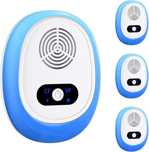 Ultrasonic Pest Repeller 4Pack Ultrasonic Rodent and Rat Repellent Quiet Electronic Ultrasonic Mosquito Repellent Ultrasonic Mosquito Repellent Anti Mice,Mosquitos,Cockroaches,Flies,Insects,Ants,Spide