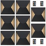 AURAXY Upgrades LED Solar Fence Light, IP68 Waterproof Warm White and Color Glow with Remote Control