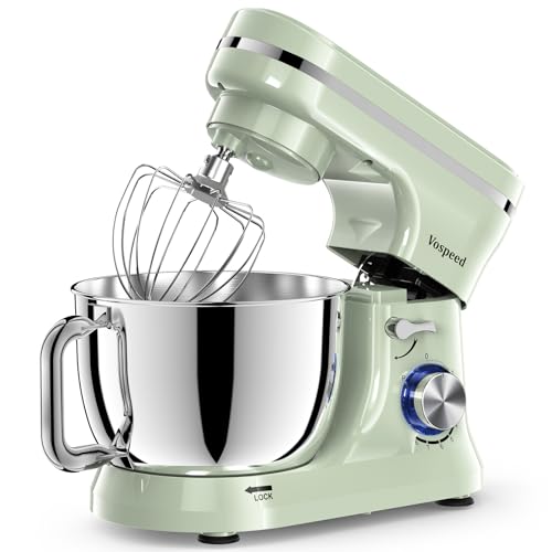Vospeed Stand Mixer,5 Quarts 8-Speed 1000W Tilt-Head Food Mixer, Kitchen Electric Standing Mixer With Dough Hook, Whisk, Beater, Splash Guard & Mixing Bowl For (Green)