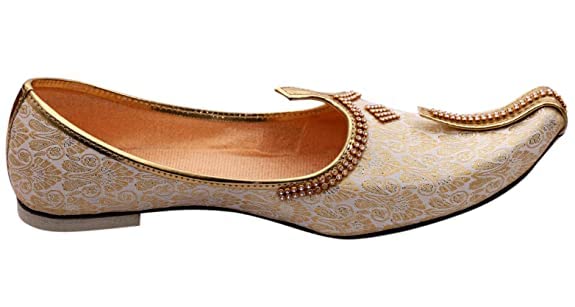 EthnicVibes Herren Hochzeit Jutti Traditionelle Mojari indische Punjabi Schuhe US 8-12 Stickmuster