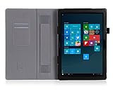 Galaxy TabPro S 12 Funda,ISIN Folio Funda Case Cover Carcasa con Stand Función para Samsung Galaxy TabPro S 12 de 12,0 pulgadas WIFI LTE SM-W700 W703 W708 2 en 1 Convertible Windows 10 Tablet PC con Correa para la Mano,Soporte para lápiz táctil y Ranuras para Tarjetas (Negro)