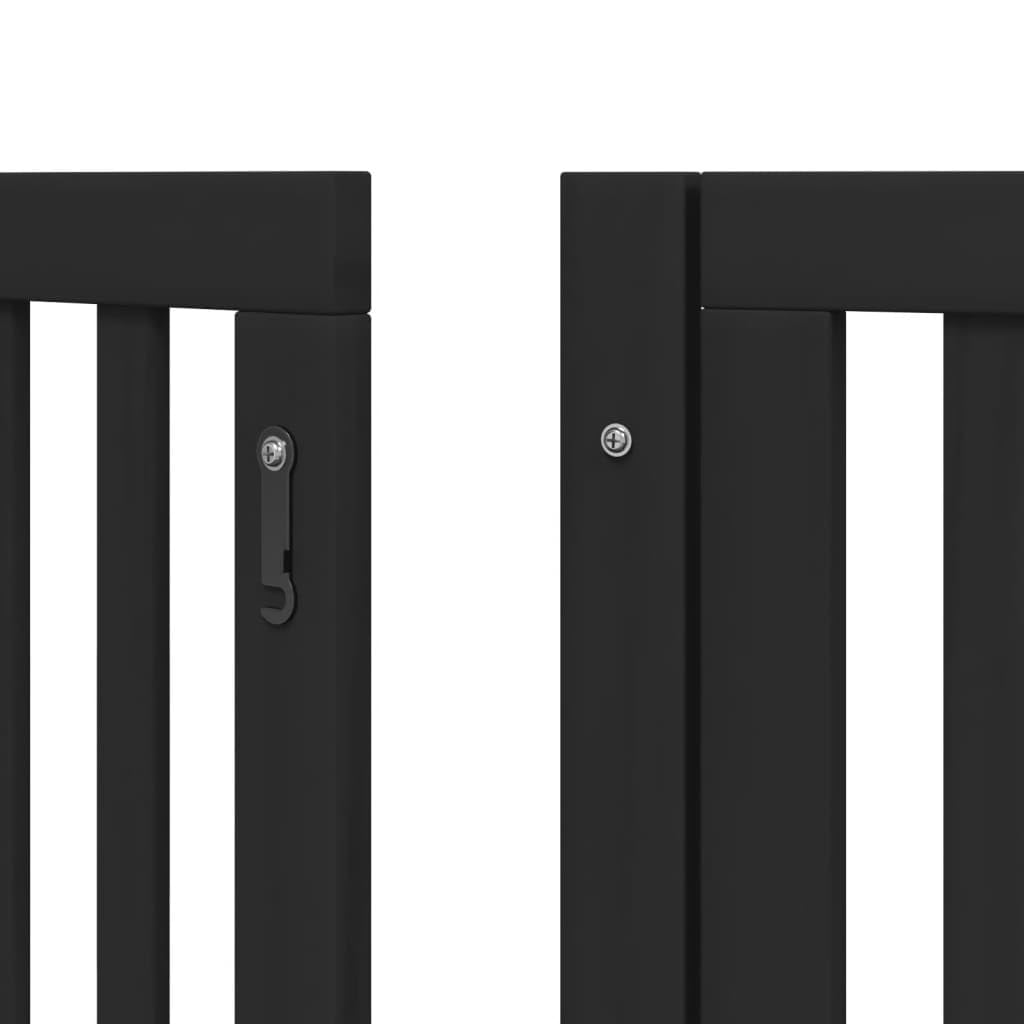 Homgoday Barrera de Seguridad para Perros Barrera,Barrera de Seguridad para Perros Mascotas,para Escaleras y Puertas Puerta para Perros Plegable 9 Paneles Madera álamo Negra 450 cm
