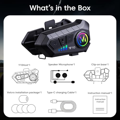 Image of Sounce Bluetooth Motorcycle Helmet Headset with Dual Phone Connection, Wireless 5.3, Hands-Free Calling, Music & GPS Navigation Support, IP67 Waterproof, Universal Helmet Compatibility for Android