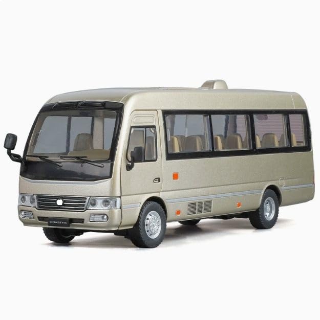 Image of 1.24 Scale Toyo ta Coaster Bus Exclusive Alloy Metal Pull Back Die-cast Model with Sound Light Mini Auto Toy for Kids Metal Model Toy with Sound and Light. (1.24 Scale -Golden)
