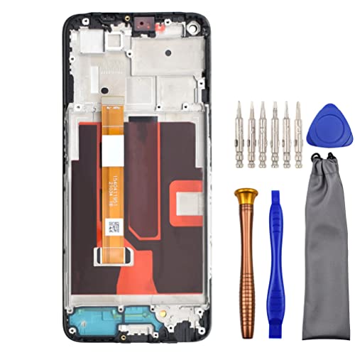 Complete Screen LCD Digitizer Touch Assembly Replacement for OnePlus Nord N200 5G DE2118 DE2117 with Tool Kit and Screen Frame Installed Black 6.49