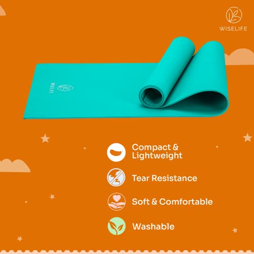 Image of Wiselife 6MM Kids Yoga Mat Play & Exercise | Children Mat With Fun print Games - Playtime For Kids | Extra Thick, Soft, Easy to Fold, Anti Skid, Anti Slip (Turquoise Blue)