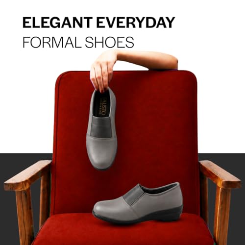Image of FAUSTO Women Classic Formal Slip On Shoes | Platform Heel Shoe for Office Meeting Events | Easy Pull On Shoes with All Day Comfort