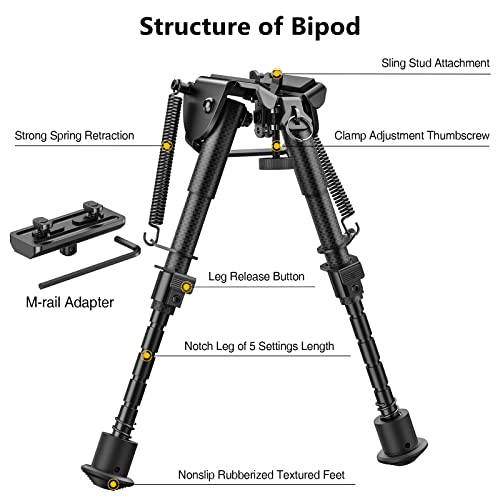 Cvlife 6-9 Inches Carbon Fiber Bipod With Adapter For M-Rail thumb #3