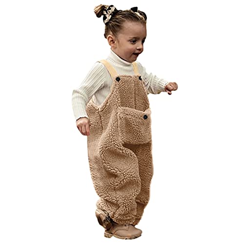Toddler Solid Color Fleece Overalls Jumpsuit