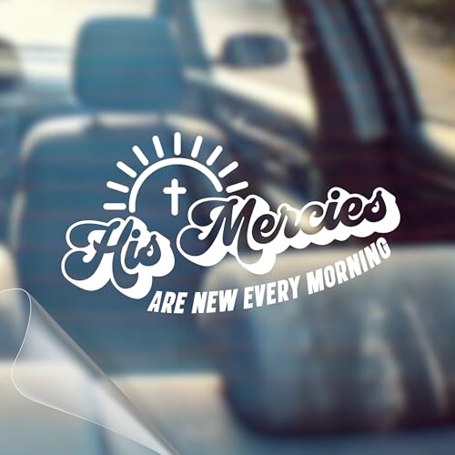 Image of His Mercies are New Every Morning - Christian Jesus Cross Car Vinyl Decal Bumper Sticker for Car, Wall, Window, Vehicle, Weather Resistant, Viral