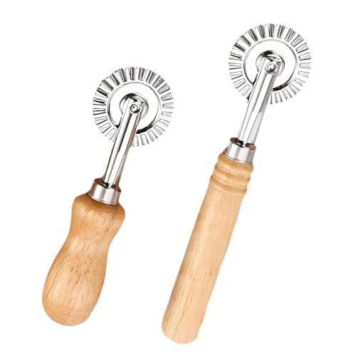 2 Pezzi Ruota Per Pasta, Rotella Tagliapasta in Acciaio Inossidabile con Lama Ondulata per Pasta, Ravioli, Sfoglia, Biscotti, Tagliapasta a Lama Singola per Cucina e Pasticceria
