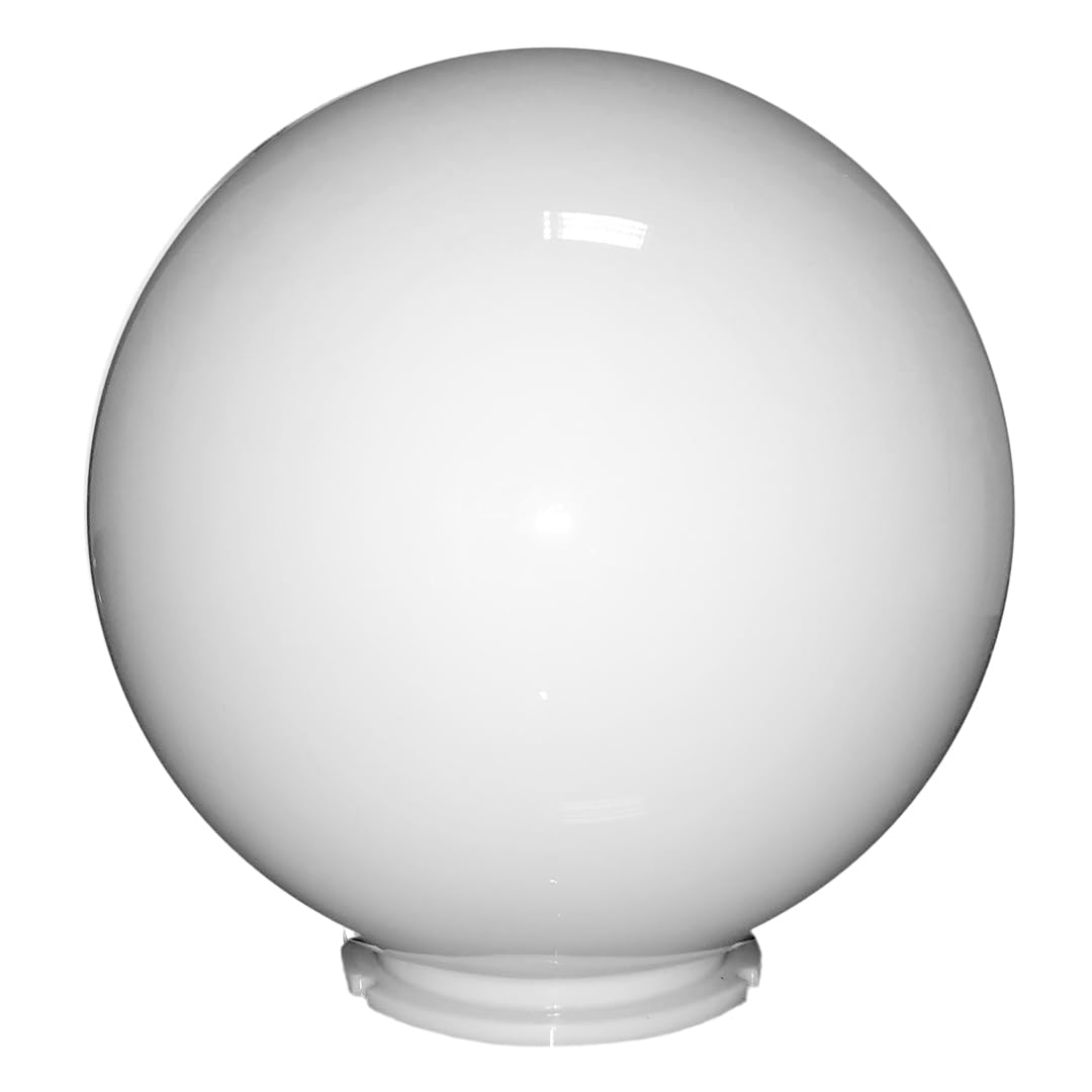 Globo Lampione da Esterno - Illuminazione Pubblica - Luci da Esterno - Policarbonato Bianco - Misure: Ø 40 cm - Impugnatura a Baionetta: 16 cm