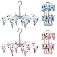 bssmmai 2 Stück Sockentrockner Hängend, Socken Trockner, Socken Aufhänger für Wäscheständer, Camping Sockenaufhänger mit 20 Clips für Socken Unterwäsche Kleine Kleidung (Rosa, Blau)