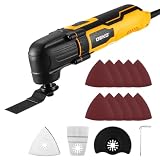 DEKOPRO 300W Multi Tool Oscillating Tool, 3000-22000RPM, 6 Speed, 3° Oscillation Angle, with 3 Blades for Wood, Plastic, Metal, Cutting, Sanding, Scraping