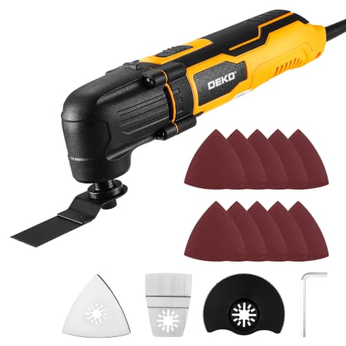 DEKOPRO 300W Multi Tool Oscillating Tool, 3000-22000RPM, 6 Speed, 3° Oscillation Angle, with 3 Blades for Wood, Plastic, Metal, Cutting, Sanding, Scraping by DEKOPRO - Used condition - CA$35.55