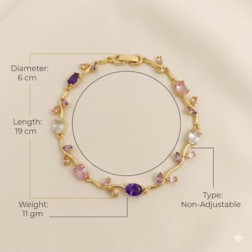 Image of 18K Gold Plated Stylish Chain Bracelet for Women & Girls | Trendy Unique Diamond Tennis Charm Link Tulip Everyday Instagram Viral Jewellery