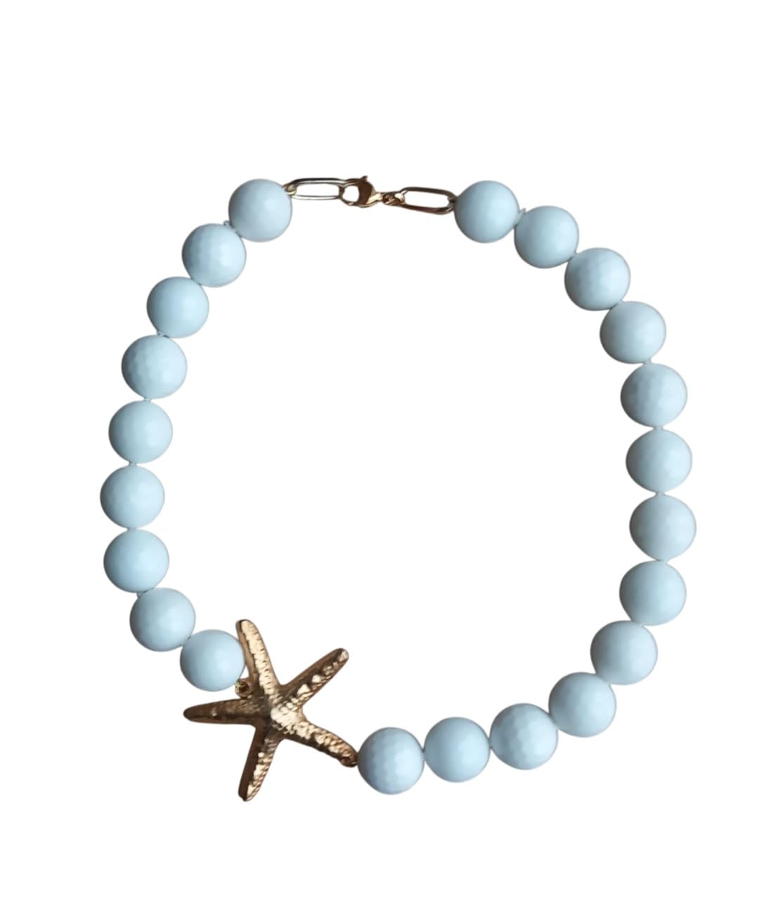 Collana girocollo fatta a mano con onice sfaccettate e stella marina