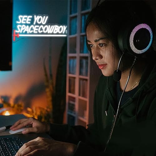 Pinlangdou See You Space Cowboy Neon Sign - Anime Cowboy LED Neon Light for Wall Decor, Man Cave, Bedroom, Game Room - Dimmable USB Powered Neon Sign for Anime Fans & Retro Aesthetic Room Decor by Pinlangdou - Used condition - Image 3