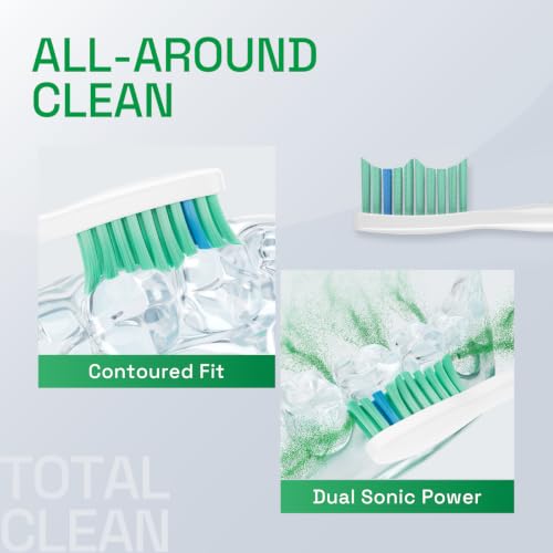 Image of Brushmo e-Series Total Clean Replacement Toothbrush Heads, Compatible with Philips Sonicare Screw-on Electric Toothbrush Handles, 6 Standard Heads, Medium Firm Dupont Bristles, BM726, White