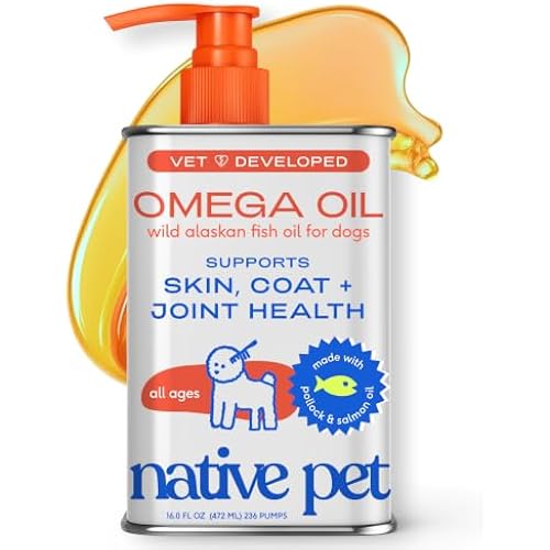 Native Pet Omega 3 Fish Oil for Dogs & Cats – Wild Alaskan Salmon Oil for Dogs Skin and Coat, Supports Joints, Heart & Shedding – Fast-Absorbing Omega 3 6 9 Liquid Supplement – 16oz